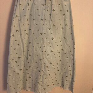 udel denim flower fringe skirt xxs